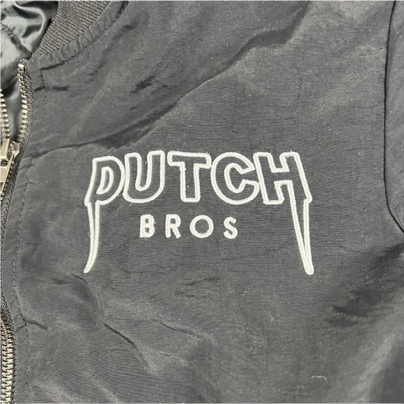 Dutch Bros XS+SMALL Black Bomber Jacket Windmill Stripe Lightweight - Picture 5 of 10